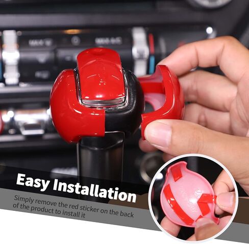 Jimen Compatible with Ford Mustang 2015-2023, 3PCS Gear Shifter Knob Cover Interior Trim Accessories (Carbon Fiber) in Kuwait