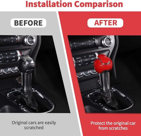 Jimen Compatible with Ford Mustang 2015-2023, 3PCS Gear Shifter Knob Cover Interior Trim Accessories (Carbon Fiber) in Kuwait