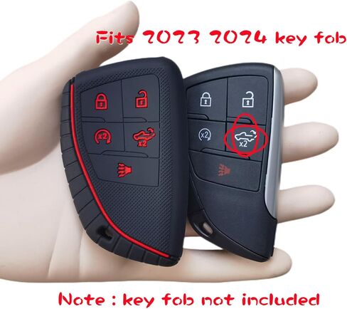 قطعتان من غطاء مفتاح التحكم عن بعد الذكي من السيليكون لـ 2024 2023 2022 جي إم سي سييرا 1500 تشيفي شيفروليه سيلفرادو 1500 2500HD 3500HD (أسود مع أحمر/أزرق) in Saudi Arabia