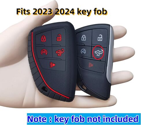 قطعتان من غطاء مفتاح التحكم عن بعد الذكي من السيليكون لـ 2024 2023 2022 جي إم سي سييرا 1500 تشيفي شيفروليه سيلفرادو 1500 2500HD 3500HD (أسود مع أحمر/أزرق) in Kuwait