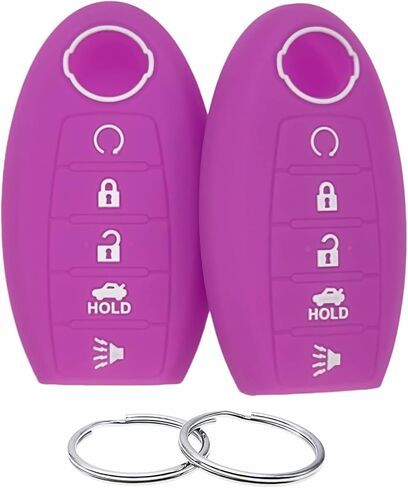 Silicone Rubber Key Fob Cover Compatible with Nissan Altima SR Armada SL Maxima Murano Pathfinder Rogue Titan Versa Sentra (5 Buttons ) (Black Black) in Saudi Arabia