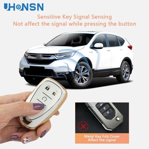 UHONSN Key Fob Cover for Ford Explorer F150 Mustang 3 4 5 Buttons Smart Keys Full Protector Soft TPU Keychain Case Edge Fusion Escape Cute Car Accessories Girly White Gold in Saudi Arabia