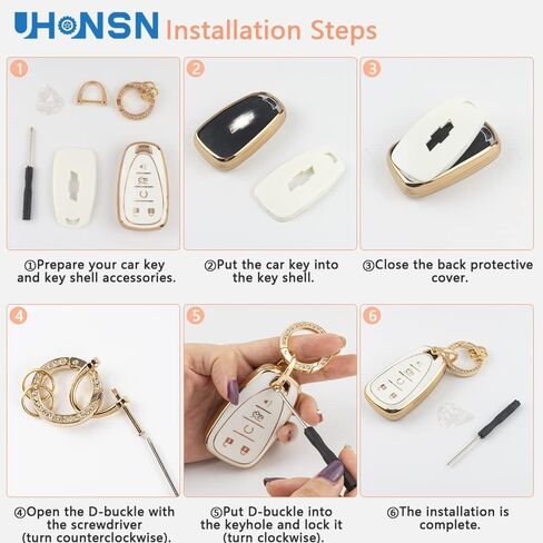 UHONSN Key Fob Cover for Ford Explorer F150 Mustang 3 4 5 Buttons Smart Keys Full Protector Soft TPU Keychain Case Edge Fusion Escape Cute Car Accessories Girly White Gold in Saudi Arabia