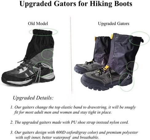 Upgraded Gators for Hiking Boots and Shoes, Adjustable Leg Gaiters for Men Women, 600D Oxford Waterproof Snow Boot Gaiters for Hiking, Trail Running, Hunting, Walking, Snowshoeing, Mountain Climbing in Saudi Arabia