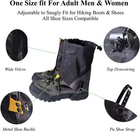 Upgraded Gators for Hiking Boots and Shoes, Adjustable Leg Gaiters for Men Women, 600D Oxford Waterproof Snow Boot Gaiters for Hiking, Trail Running, Hunting, Walking, Snowshoeing, Mountain Climbing in Saudi Arabia