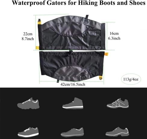 Upgraded Gators for Hiking Boots and Shoes, Adjustable Leg Gaiters for Men Women, 600D Oxford Waterproof Snow Boot Gaiters for Hiking, Trail Running, Hunting, Walking, Snowshoeing, Mountain Climbing in Saudi Arabia