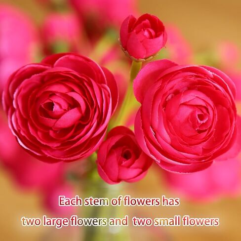 8 قطع من زهور حوذان صناعية مع مزهرية، زهور صناعية صغيرة في مزهرية، تنسيقات زهور حريرية لديكور المنزل الداخلي (برتقالي) in Kuwait