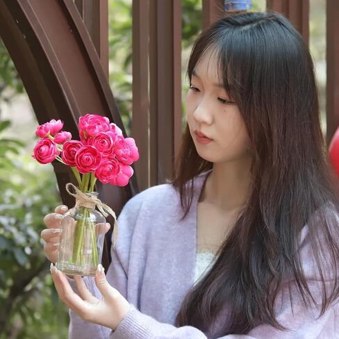 8 قطع من زهور حوذان صناعية مع مزهرية، زهور صناعية صغيرة في مزهرية، تنسيقات زهور حريرية لديكور المنزل الداخلي (برتقالي) in Kuwait