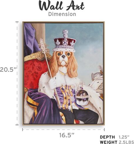 Madison Park Pet Wall Art, Funny Animal Canvas Wall Decor for Bedroom, Printed And Stretched, Framed, Ready To Hang, Classic Parody, Study, Living Room Décor - Bohemian Cat Pet Portrait in Kuwait