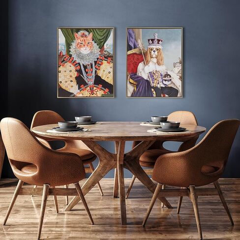 Madison Park Pet Wall Art, Funny Animal Canvas Wall Decor for Bedroom, Printed And Stretched, Framed, Ready To Hang, Classic Parody, Study, Living Room Décor - Bohemian Cat Pet Portrait in Kuwait