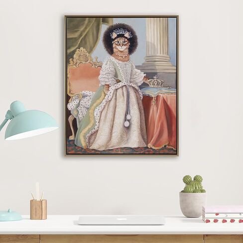Madison Park Pet Wall Art, Funny Animal Canvas Wall Decor for Bedroom, Printed And Stretched, Framed, Ready To Hang, Classic Parody, Study, Living Room Décor - Bohemian Cat Pet Portrait in Kuwait