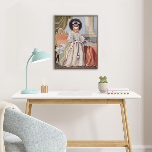 Madison Park Pet Wall Art, Funny Animal Canvas Wall Decor for Bedroom, Printed And Stretched, Framed, Ready To Hang, Classic Parody, Study, Living Room Décor - Bohemian Cat Pet Portrait in Kuwait