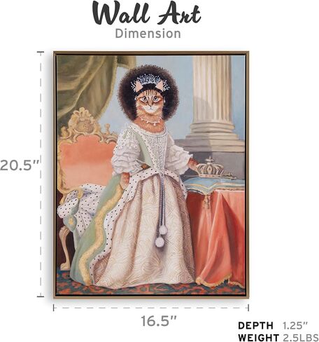 Madison Park Pet Wall Art, Funny Animal Canvas Wall Decor for Bedroom, Printed And Stretched, Framed, Ready To Hang, Classic Parody, Study, Living Room Décor - Bohemian Cat Pet Portrait in Kuwait