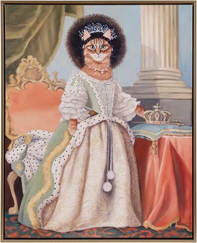 Madison Park Pet Wall Art, Funny Animal Canvas Wall Decor for Bedroom, Printed And Stretched, Framed, Ready To Hang, Classic Parody, Study, Living Room Décor - Bohemian Cat Pet Portrait in Kuwait