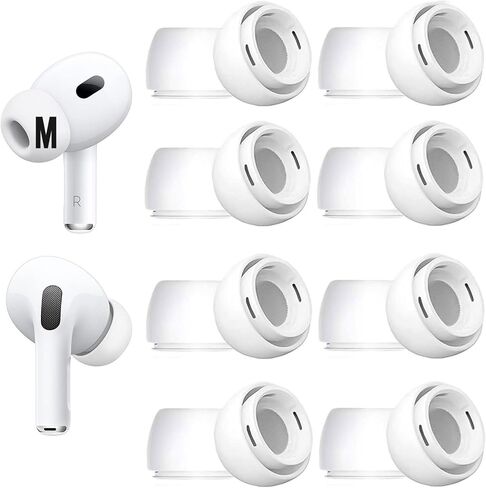 8 مجموعات من أطراف الأذن البديلة متوسطة الحجم لأجهزة AirPods Pro الجيل الثاني / الأول، مع فتحة لتقليل الضوضاء، وأغطية أذن من السيليكون 8 أزواج متوافقة مع AirPods Pro 2 /Air Pods Pro 1، أبيض M in Kuwait
