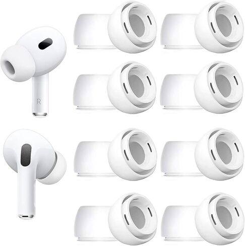 8 مجموعات من أطراف الأذن البديلة متوسطة الحجم لأجهزة AirPods Pro الجيل الثاني / الأول، مع فتحة لتقليل الضوضاء، وأغطية أذن من السيليكون 8 أزواج متوافقة مع AirPods Pro 2 /Air Pods Pro 1، أبيض M in Kuwait