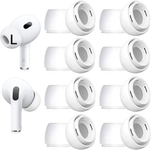 8 مجموعات من أطراف الأذن البديلة متوسطة الحجم لأجهزة AirPods Pro الجيل الثاني / الأول، مع فتحة لتقليل الضوضاء، وأغطية أذن من السيليكون 8 أزواج متوافقة مع AirPods Pro 2 /Air Pods Pro 1، أبيض M in Kuwait