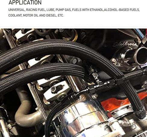 مجموعة خط الوقود 8AN، مجموعة خط الوقود، مجموعة خط الوقود 8AN PTFE، مجموعة تركيب خرطوم خط الوقود المضفر من النايلون 8 CPE 20FT أسود (معرف 0.43 بوصة) مع 10 قطع طقم محول أطراف خرطوم دوار - أسود in Kuwait