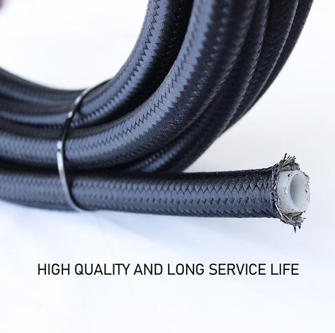 مجموعة خط الوقود 8AN، مجموعة خط الوقود، مجموعة خط الوقود 8AN PTFE، مجموعة تركيب خرطوم خط الوقود المضفر من النايلون 8 CPE 20FT أسود (معرف 0.43 بوصة) مع 10 قطع طقم محول أطراف خرطوم دوار - أسود in Kuwait