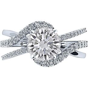 2.5 Carat Classic Lab Grown Synthetic Round 3 Row Twisting Split Shank IGI Certified Diamond Engagement Ring (2 Ct, H-I Color, VS1-VS2 Clarity Center)