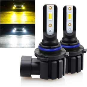 D-Lumina H10 Switchback LED Fog Light Bulbs, 8000 Lumens 40W 300% Brightness Dual Color 6000K Xenon White/3000K Golden Yellow, 9145 9140 9045 9040 LED Fog Light DRL Bulb Upgrade Replacement, Pack of 2