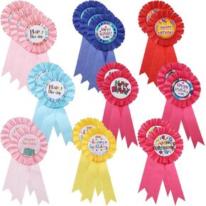 20 Pcs Happy Birthday Pins, 2.95 x 6.3 Inch Birthday Button Pins, Birthday Badges for Party Favors and Clothes Decoration, Stylish Multicolor Birthday Ribbons Pin (9 Styles)