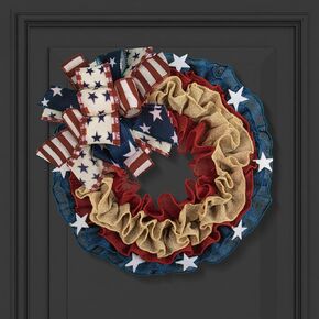 22 Inch Patriotic Wreaths for Front Door 4th of July Fourth Garland Memorial Day Wreaths American Flag Garland for Independence Day Indoor Outdoor Door Wall Decor Home