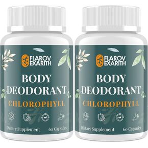 Women's Body Deodorizing Supplement – Chlorophyll Capsules for Body Odor, Fresh Breath & Gut Detox, For Workouts & Social Confidence – Vegan with Matcha Green Tea, Apple Cider Vinegar (60 Caps)