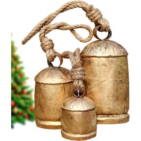 مجموعة من 3 أجراس عيد الميلاد المعدنية عتيقة الأبواب الريفية المصنوعة يدويًا أجراس الأجراس الوئام من أجل محظوظ عيد الميلاد ديكور مزرعة المعاد