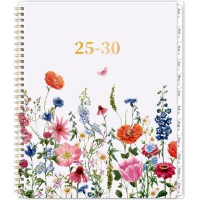 2025-2029 Monthly Planner - 5 Year Planner/Calendar, 2025-2029 Calendar Monthly Planner Spiral Bound, Jan. 2025 - Dec. 2029 Monthly Calendar, 9" x 11", Twin-Wire Binding + Tabs + Pocket - Flowers