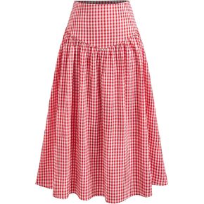 CIDER Gingham Long Skirts for Women Maxi Plaid Skirt A Line High Waist Summer Skirts Casual Trendy 2025