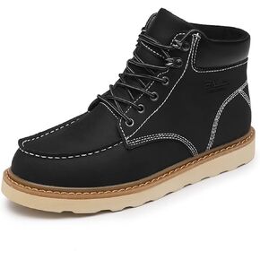 MENS Work Boot High-tops Slip Resistant Protective Leather Shoes Outdoor Sports Fluffing Warm Shoes In Winter Cotton-padded Shose.