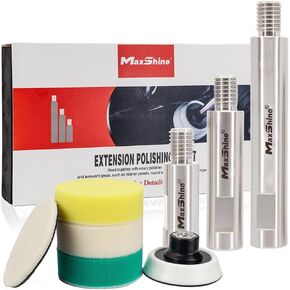 Maxshine 3 Pieces Stainless Steel Extension Shaft Set & 3" Foam Polishing Kit - 2in, 3in, 5in, Fits 5/8" Backing Plate, Maxshine Grinder Attachments, Car Polishing & Rotary Polisher Accessory