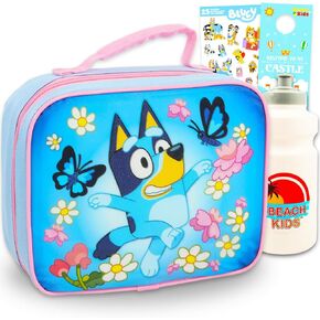 Bluey Lunch Bag for Kids - Bundle with Insulated Lunch Box for Boys Girls Kids Plus Water Bottle, Stickers, More | Bluey Lunchbox School Supplies Set