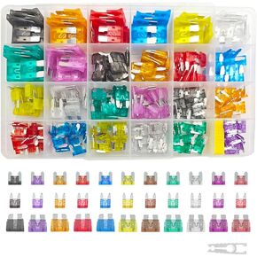 300PCS Car Fuses Assortment Kit, Standard, Small & Mini Automotive Blade Fuses 2A 3A 5A 7.5A 10A 15A 20A 25A 30A 35A 40A with Fuse Puller, Vehicle Accessories for Cars, Trucks & More (Zinc)