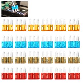 24 Pcs Micro 3 Blade Fuse Kit, 5A/7.5A/10A/15A Automotive Fuses with Clear Window for Cars, Trucks, Boats, RVs, Assorted 3-Prong Circuit Protectors, Ideal for Mechanics, DIYers