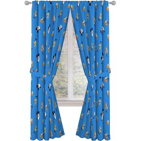 Jay Franco Window Curtains for Kids Bedroom 4-Piece Drape Set with 2 Tiebacks, Blue - Mickey Mouse, 42" W x 84" L (Pack of 2)