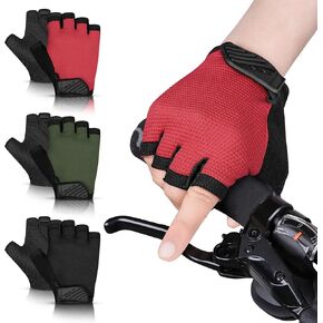 3 Pair Kids Cycling Gloves, Half Fingerless Anti-Slip Kids Bike Gloves for Boys & Girls | Kids Motorbike Gloves Non-Slip MTB, BMX