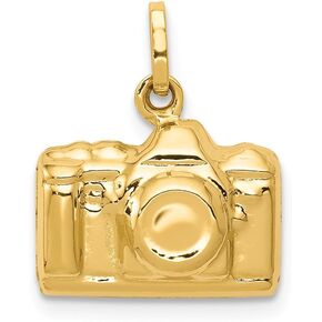 Solid 14k Yellow Gold 3 D Polished Camera Charm Pendant (17mm x 13.5mm)