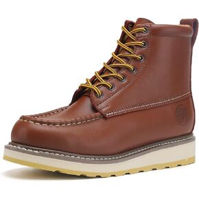 Men's Stylish Classic 6"- 8" Soft Moc Toe EH Leather Work Boot With Non-Slip Wedge Outsole & Goodyear Storm Welt