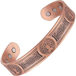 Copper Bracelet For Men Solid Pure Copper 3500 Gauss Magnetic Therapy Bracelet for Men Birthday Gifts 7.3inches Vintage Adjustable Jewelry