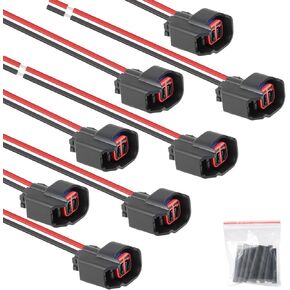Fuel Injector Pigtail Connector Plug Wire, 8Pcs Female Connectors with Pigtail Harness Wires, EV6 EV14, Replace for Ford F150 F250 Mustang, Dodge