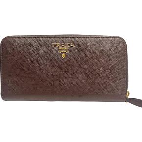 Prada Bruciato Brown Saffiano Leather Zip Around Continental Wallet