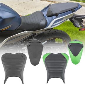 Motorcycle Ninja 400 Z400 Front Driver Rider Solo Seat Cowls Anti Slip Rear Passenger Seat Covers Cushion Pad for Ka-wasaki Ninja400 Ninja-400 Z 400 Z-400 2018 2019 2020 2021 2022 2023 (Green-Rear)