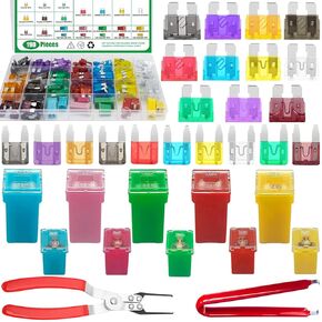 195pcs صمامات الصمامات السيارات مع أرزوف ترحيل وأداة مزيل ، فتيل قياسي وميني & منخفض و std للشاحنات والسيارات وسيارات الدفع الرباعي والقوارب