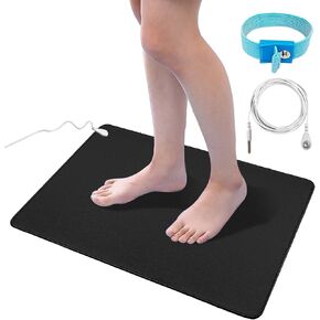 Grounding Mat Kit for Healthy Grounding Energy, Grounding Pad for Sleep with Grounding Wristband & 15ft Grounding Cord, for Improve Sleep and Reduce Anxiety (12x24inch)