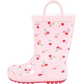 Hudson Baby Infant Girls Rain Boots, Cherry Sweet, 12 Toddler