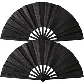 Foldable Clack Hand Fans - 2 Pcs Large Fans for Line Dancing Boots on the Ground Fan for Women Folding Popping Handheld Fan for Rave Outfits Party