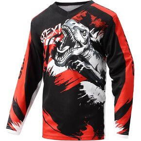 Kids Motocross Jersey Dinosaur for Dirt Bike Jersey for 5-12 Years Mountain Mountain Pike for Motorcycle Motocross Cycling Bicycle