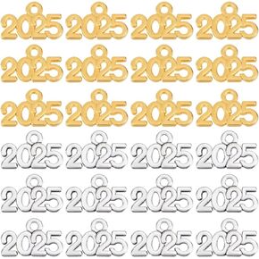 1 Box 100pcs 2025 Charm Bulk Gold Year Charms Alloy Rose Gold Antique Silver Bronze Years Number Letter Charm for Jewelry Making Charms Graduation Tassel Necklaces Bracelets Crafts DIY in Saudi Arabia